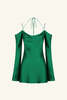 Shona Joy Elle Silk Tie Mini Dress - Emerald Green - Thumbnail 6