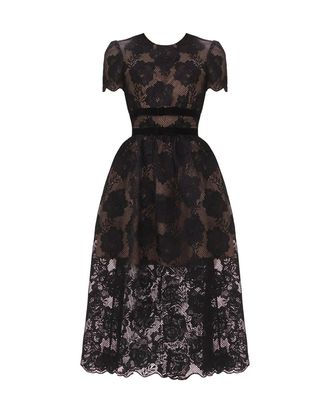 knee length dresses for ladies Black stretch velvet embellished midi dress – Daniello.com
