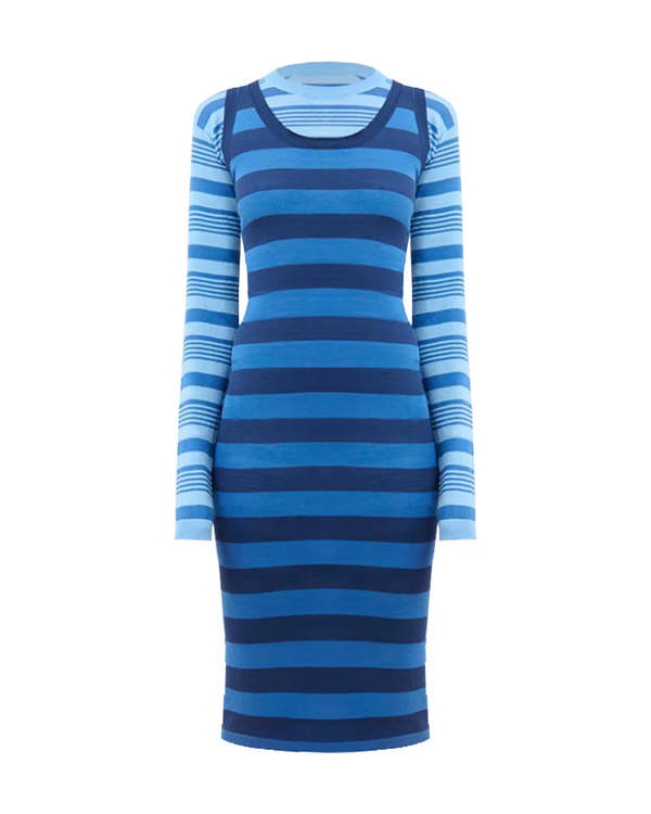 Marni Striped Overlap Dress - blue