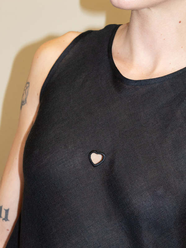 Baserange Dydine Heart Tank Dress - Black | Garmentory