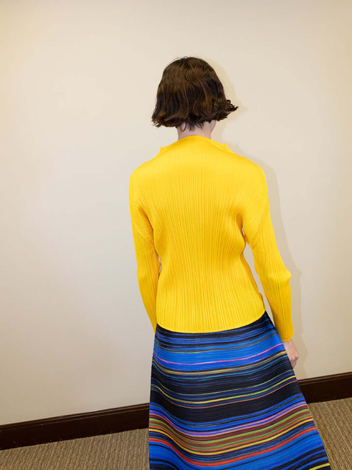 Issey Miyake Classic Long Sleeve Mock Neck Top - Yellow | Garmentory