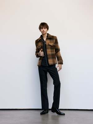 Ernest W. Baker Wool Overshirt Jacket - Khaki Check | Garmentory