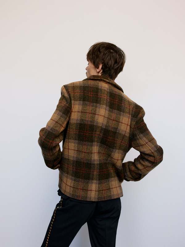 Ernest W. Baker Wool Overshirt Jacket - Khaki Check | Garmentory