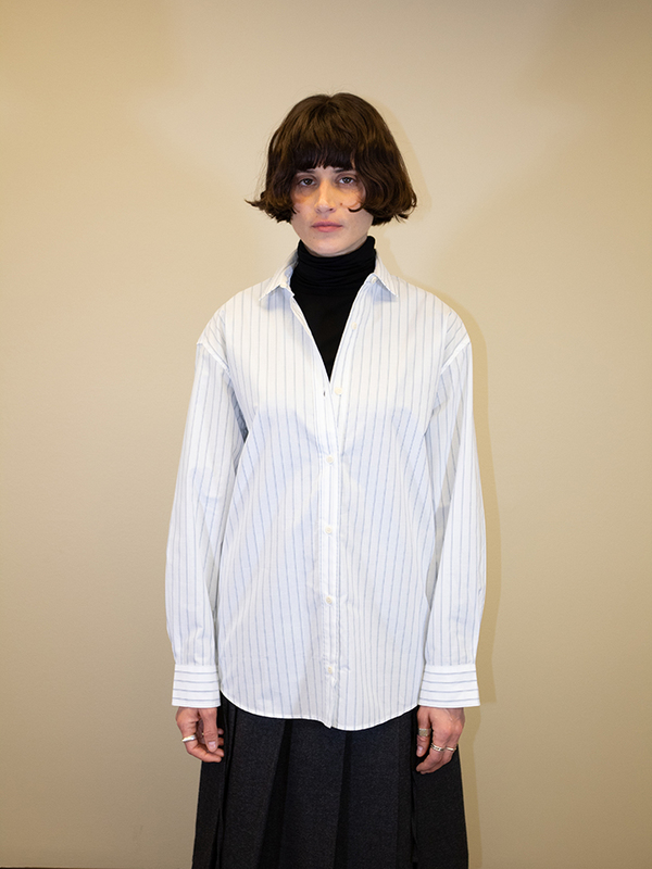Baserange Ole Shirt - White/Thin Blue Stripe | Garmentory