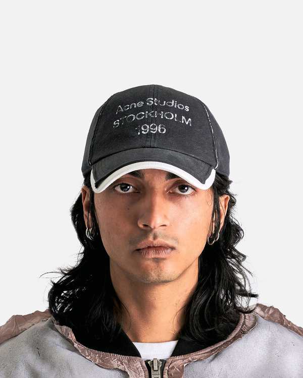 Acne Studios 1996 Carily Stamp Logo Hat - Black | Garmentory