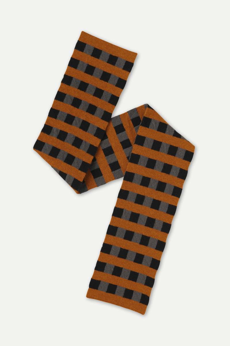 Jo Gordon Small Check and Stripe Scarf Jo Gordon Small Check and Stripe Scarf
