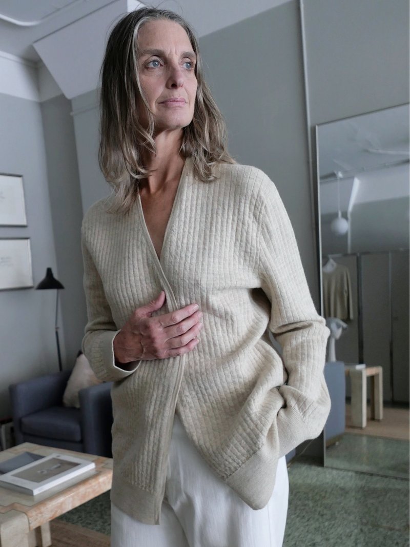 Lauren Manoogian Line Quilt Cardigan - Ecru | Garmentory