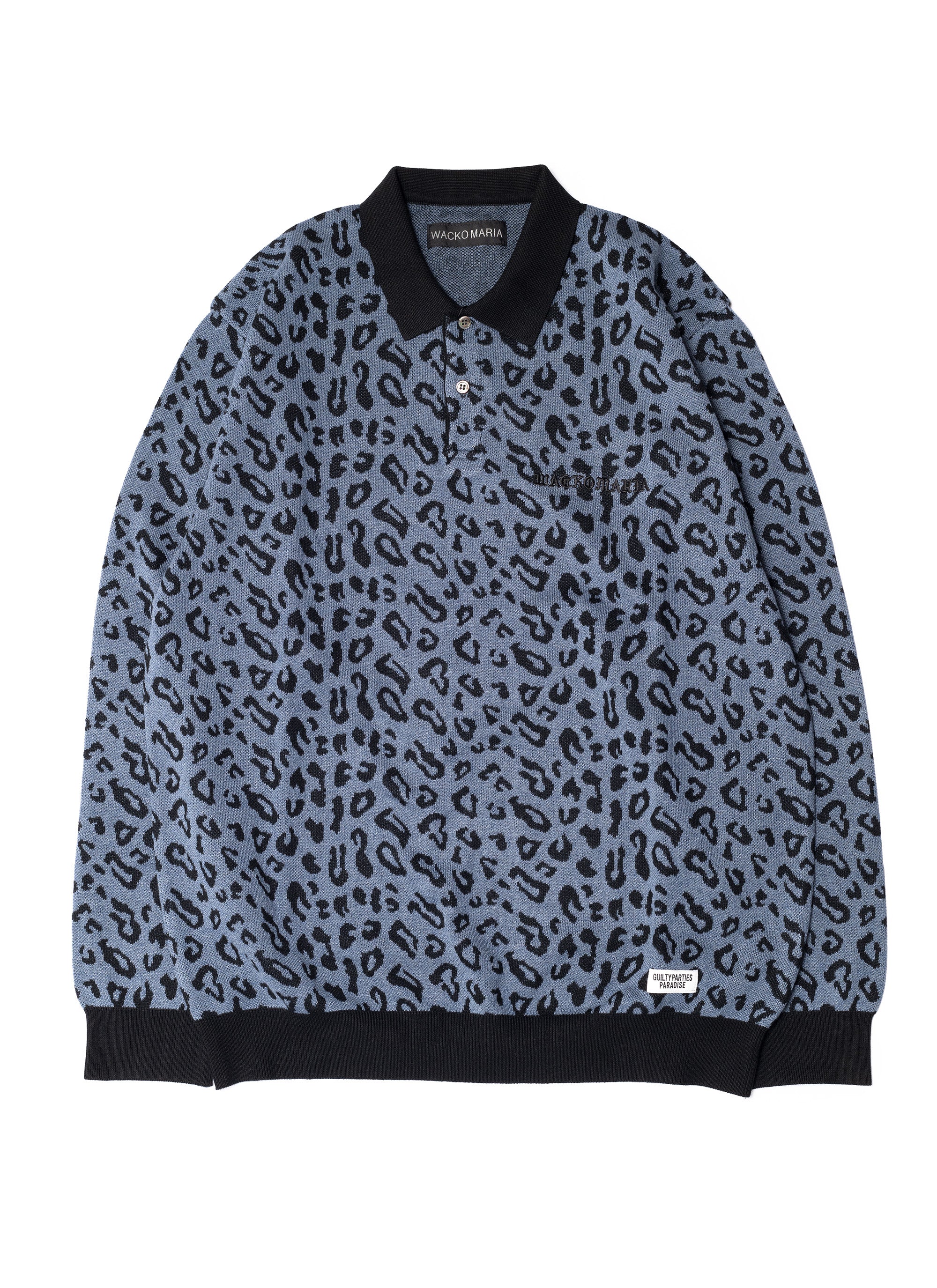 Wacko Maria/guilty Parties Leopard Knit Polo Shirt - Blue | Garmentory