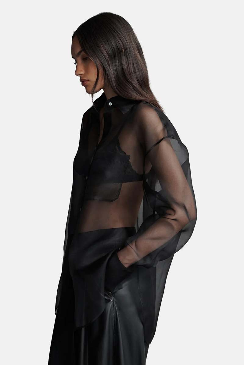 TWP Big Joe Sheer Shirt - Black | Garmentory