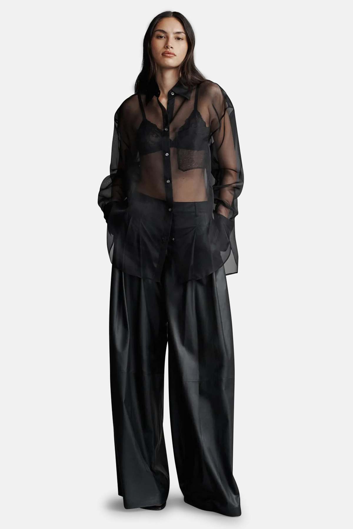 TWP Big Joe Sheer Shirt - Black | Garmentory
