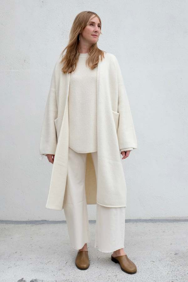 Lauren Manoogian Long Open Cardigan - Raw White Lauren Manoogian Long Open Cardigan - Raw White