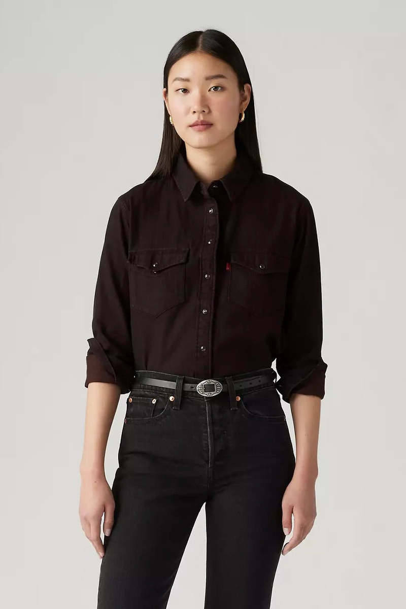 トップス 90's BLACK Linen Western Shirt $_12.JPG?set_id=880000500F