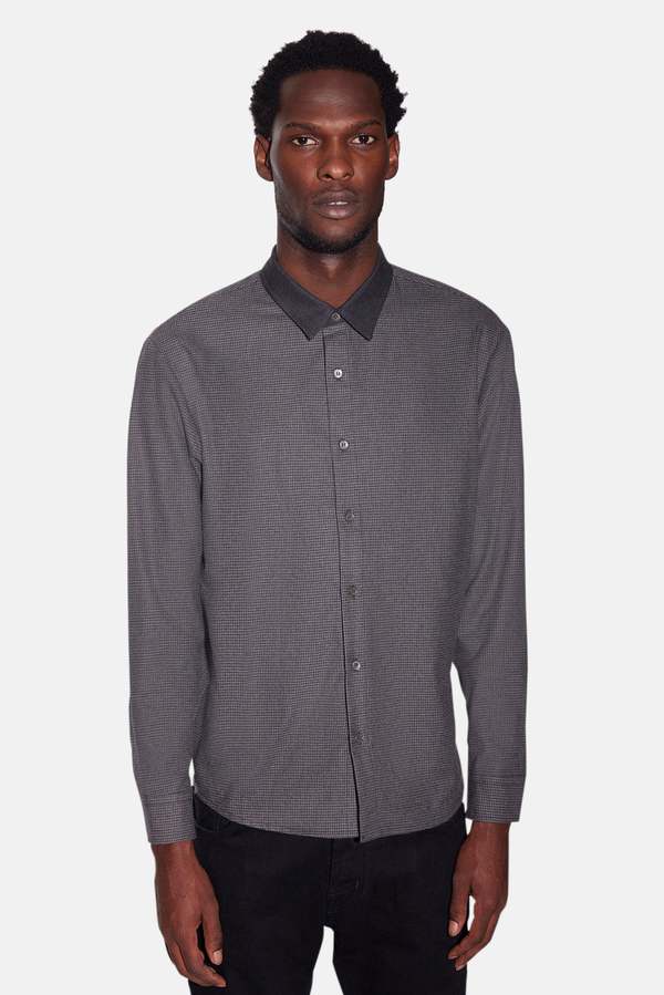 Blue&Cream Newman Combo Shirt - Grey Houndstooth/Charcoal Collar Blue&Cream Newman Combo Shirt - Grey Houndstooth/Charcoal Collar