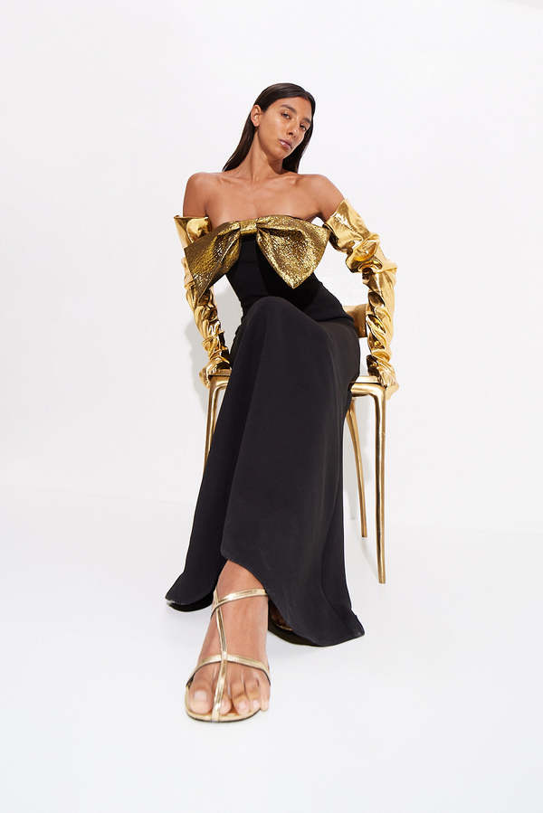 black and gold star dress Star Sequin Tee Dress – Black & Gold Mini main image 1