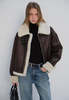 Dunst Loose Fit Vegan Shearling Jacket - Brown - Thumbnail 1