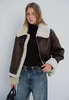 Dunst Loose Fit Vegan Shearling Jacket - Brown - Thumbnail 3