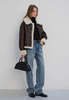 Dunst Loose Fit Vegan Shearling Jacket - Brown - Thumbnail 4