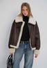 Dunst Loose Fit Vegan Shearling Jacket - Brown - Thumbnail 5