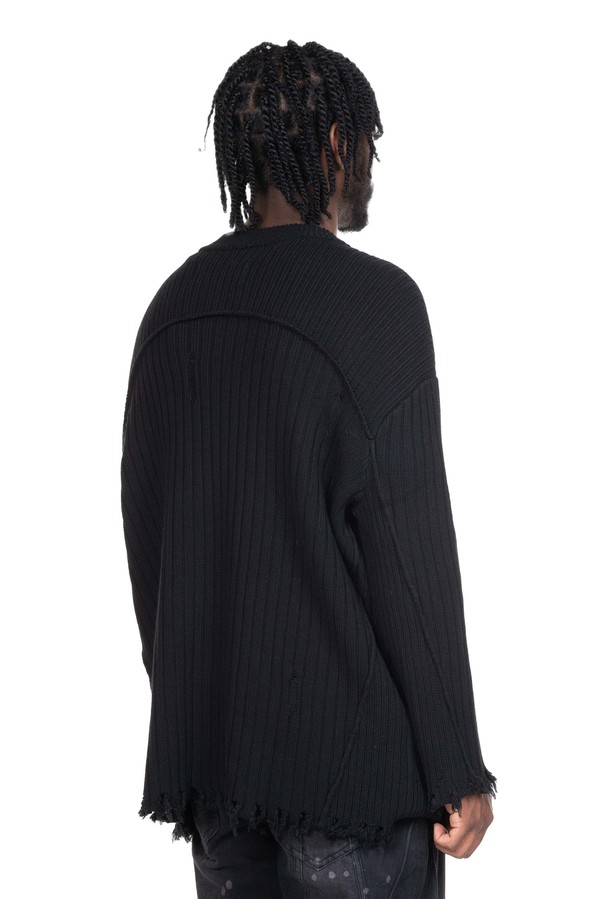 Professor.E Destroyed Knit sweater - Black | Garmentory