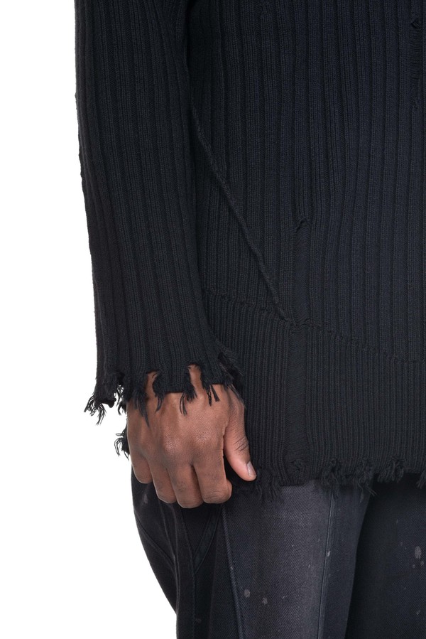 Professor.E Destroyed Knit sweater - Black | Garmentory