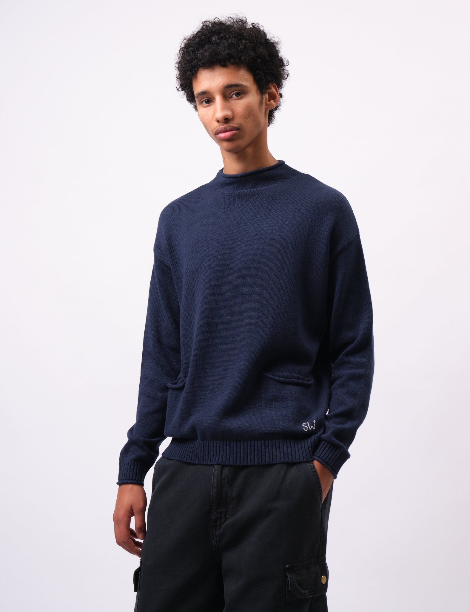 Service Works Mock Smock Sweatshirt - Navy Blue | Garmentory