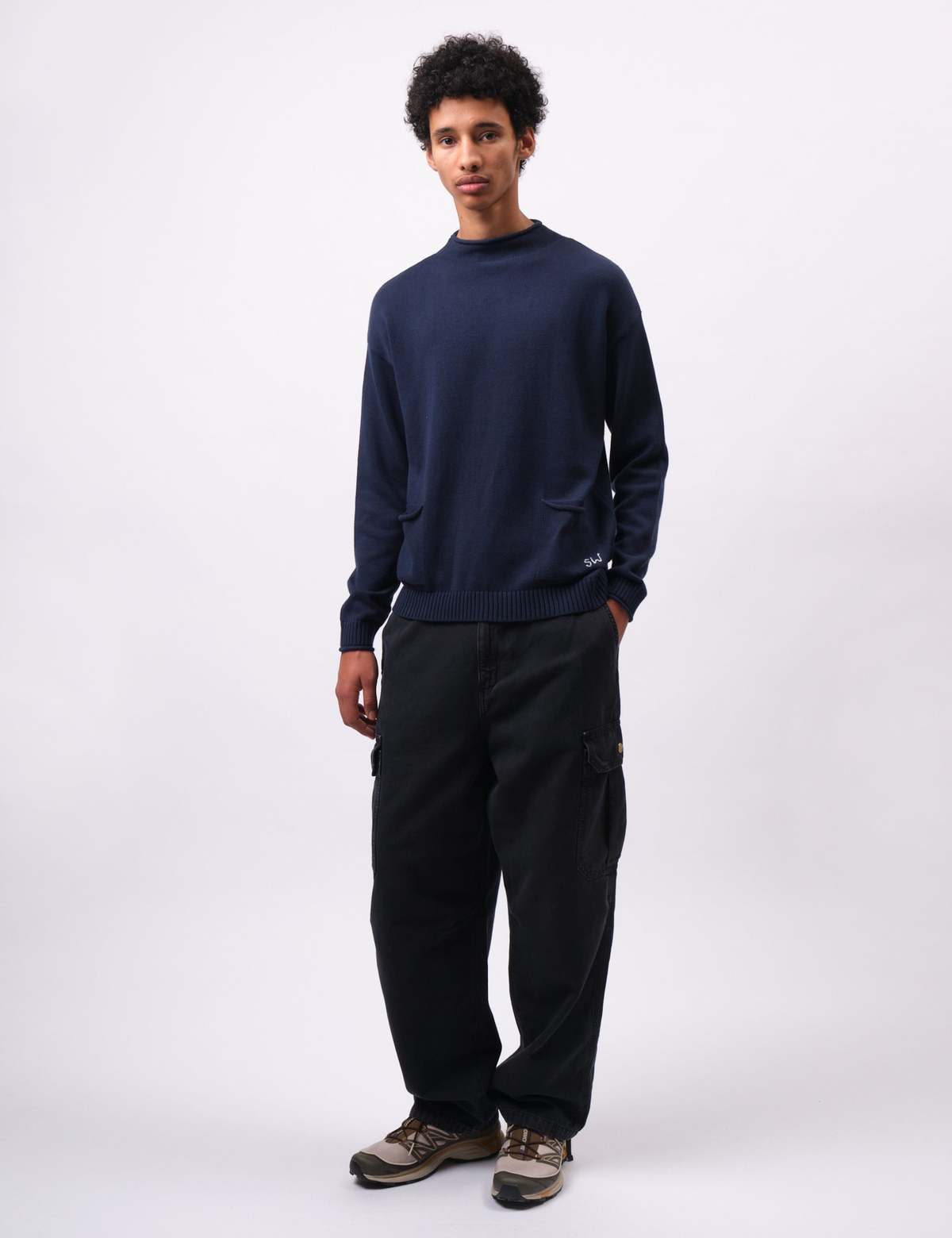 Service Works Mock Smock Sweatshirt - Navy Blue | Garmentory