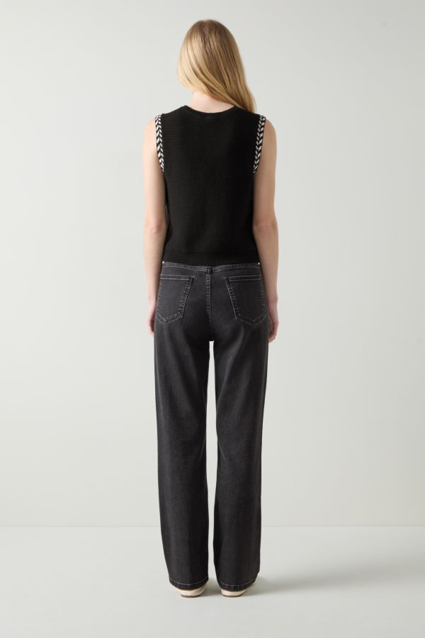 LK Bennett River Knitted Tank Top - Black & Ivory