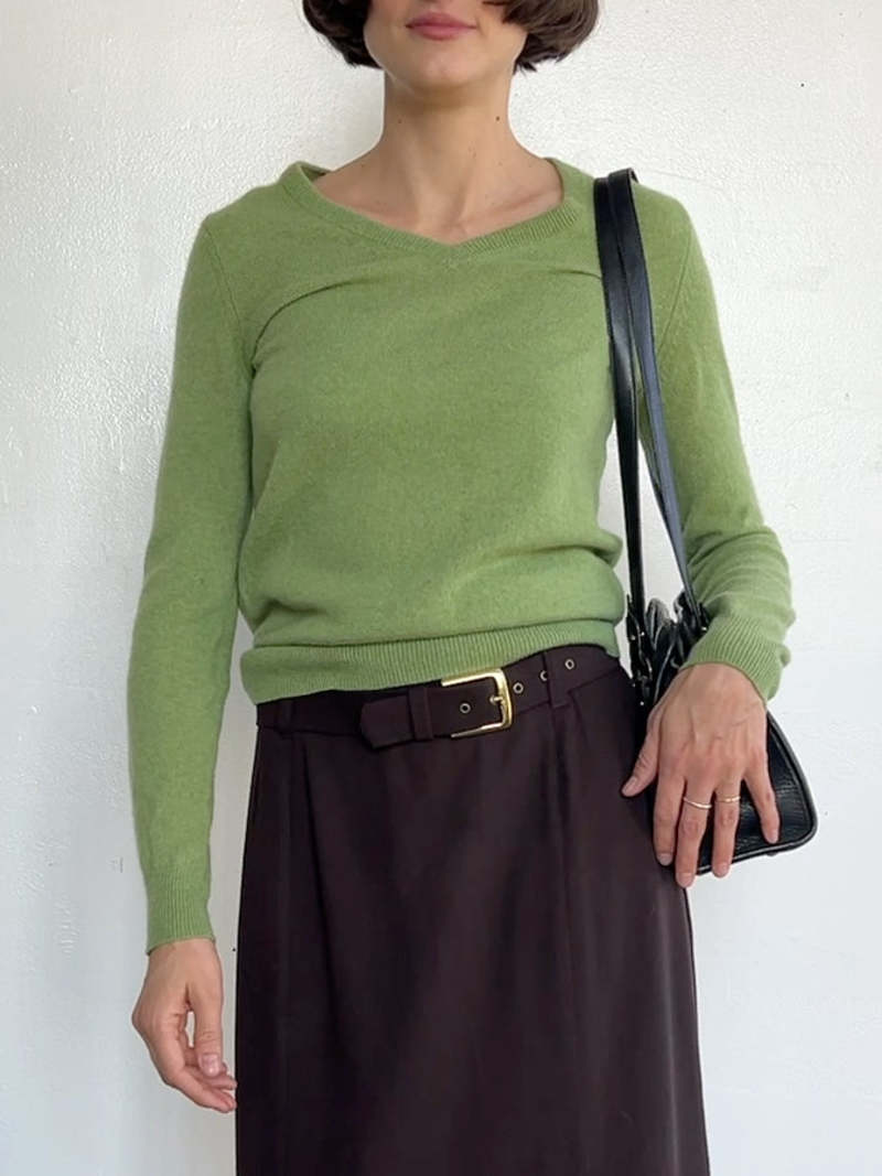 Cashmere Vneck Sweater Split Pea Garmentory