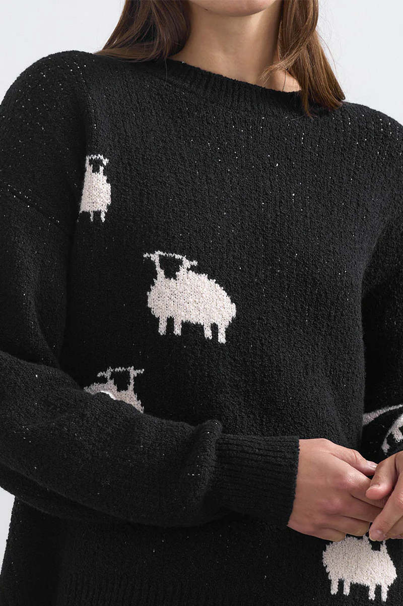 Margaret O'Leary Sheep Pullover Black/Ivory