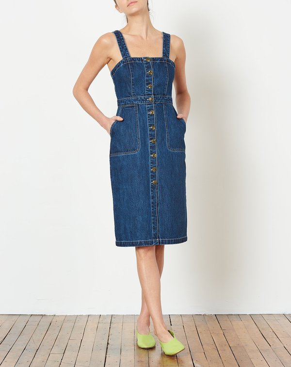 white christmas dresses Button Front Denim Flounce Mini Dress – Grace & Joy Clothing Co main image 0