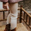 Kids Yuki Kidswear Baby And Child Fine Rib Knitted Leggings - Sand Melange Cream - Thumbnail 6
