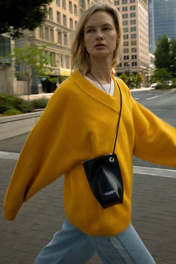 James Street Co. Sloane Vee Pullover - Amber Yellow | Garmentory