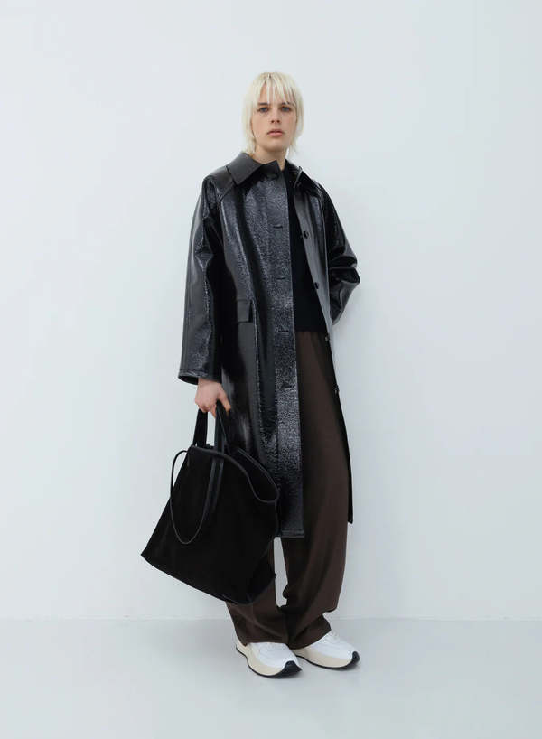 Kassl Editions Original Lacquer Wool Coat - Black | Garmentory
