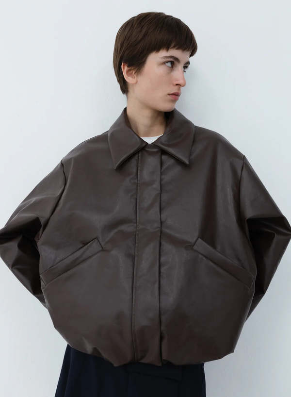 Kassl Editions Short Bomber Jacket - Oil Dark Brown | Garmentory