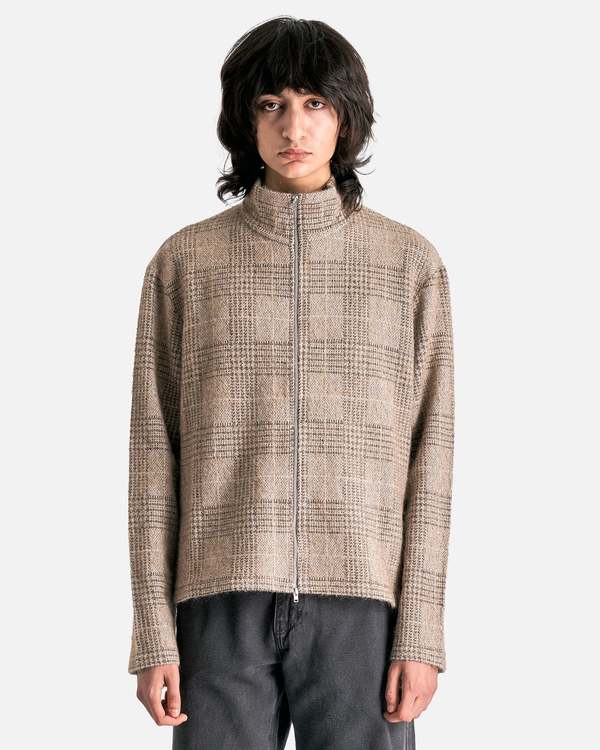 Our Legacy Shrunken Fullzip Polo - Beige Hound Check | Garmentory