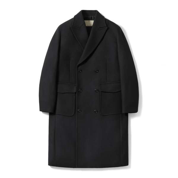 Pottery Melton Wool Double Breasted Coat - Black | Garmentory