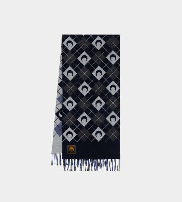 marine serreマリーンセル moon argyle scarf MARINE SERRE Moon Argyle Knit Scarf - Black | Garmentory