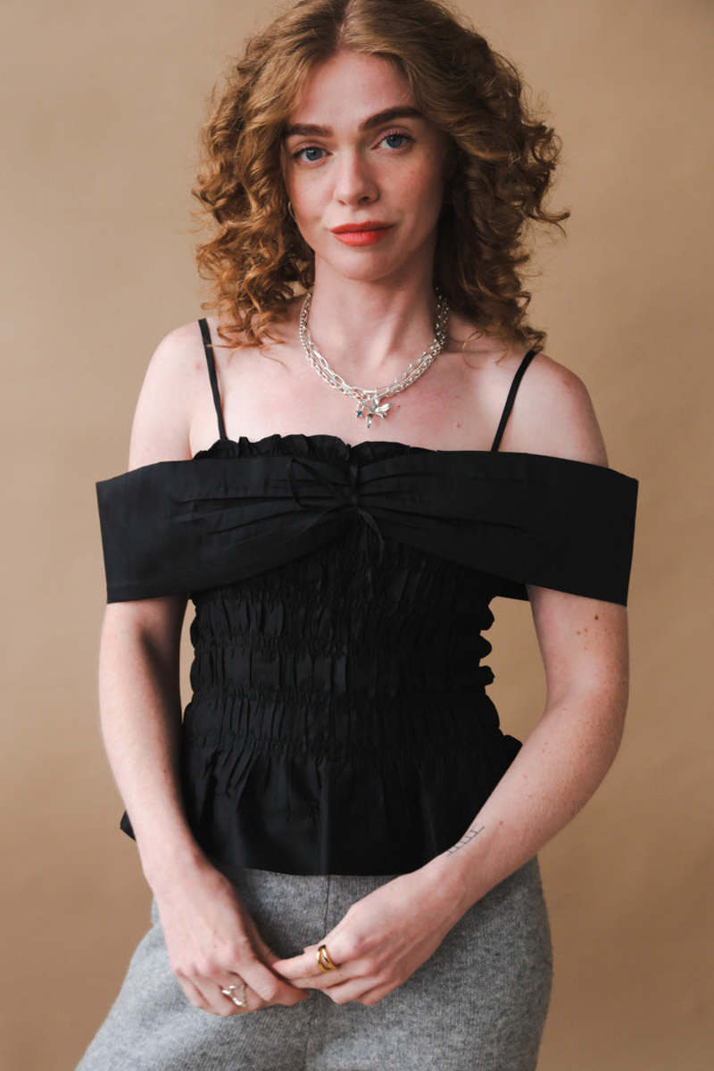 Damson Madder Elsa Shirred Cami - Black Taffeta | Garmentory