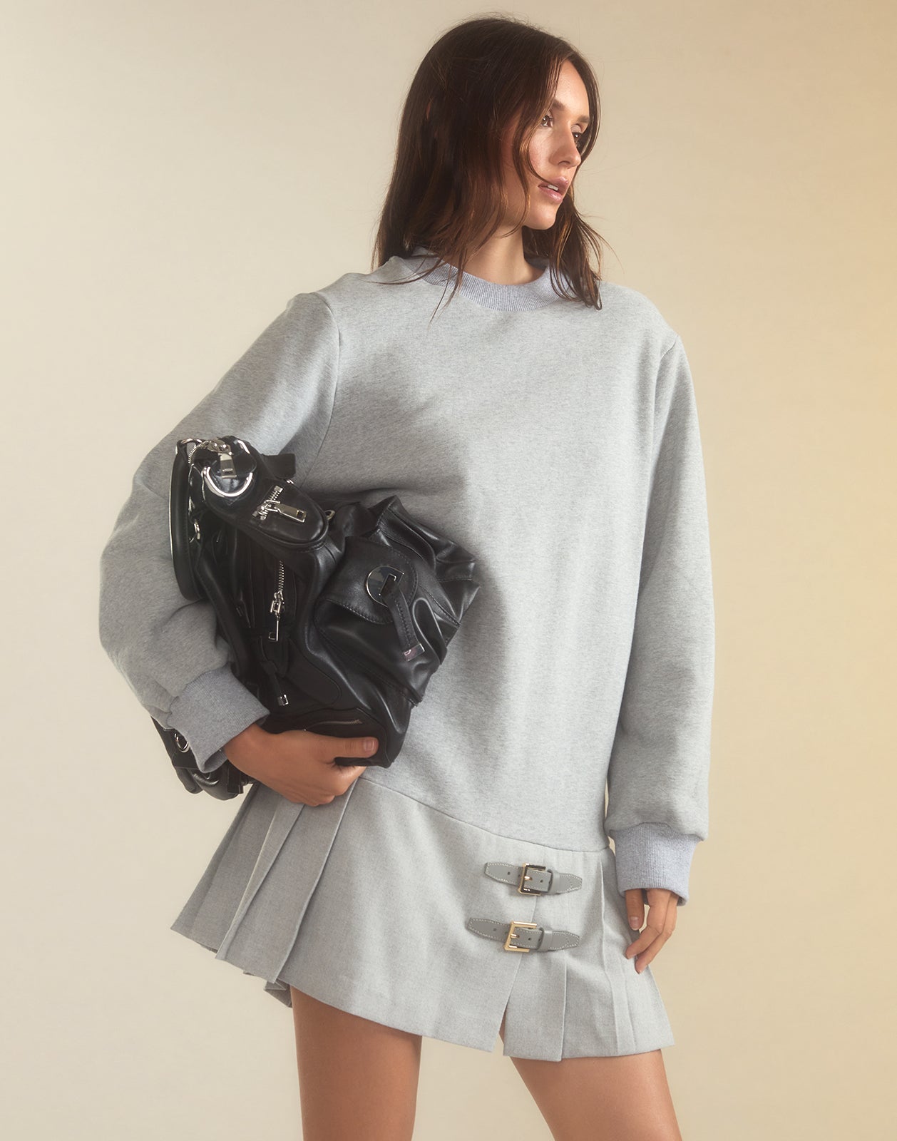 open lace back dress Teen Sweatshirt Dress | Dusty Blue main image 1