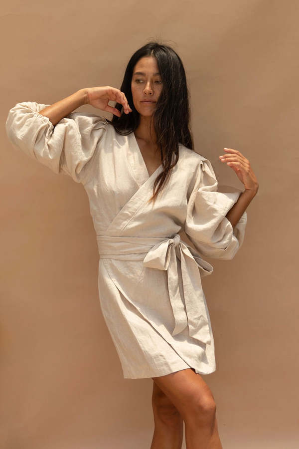 chinese dress ladies Linen shirt dress main image 0