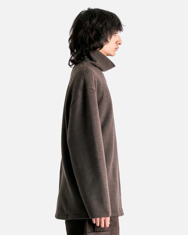 Lemaire Mock Neck Sweatshirt - Dark Brown Melange | Garmentory