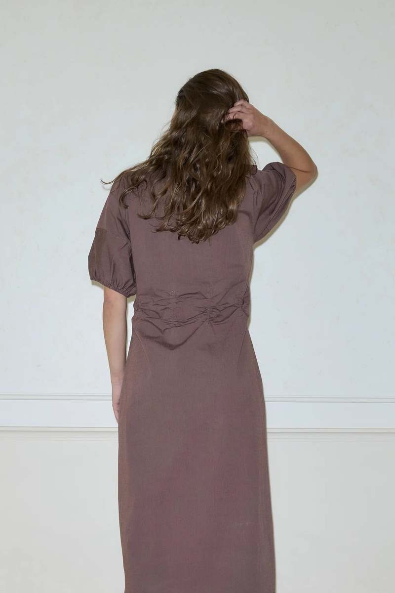 deiji studios brown dress Deiji Studios Peplum Dress in Chocolate main image 1