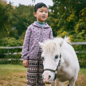 Misha & Puff Child Hooded Popcorn Cardigan Periwinkle Purple