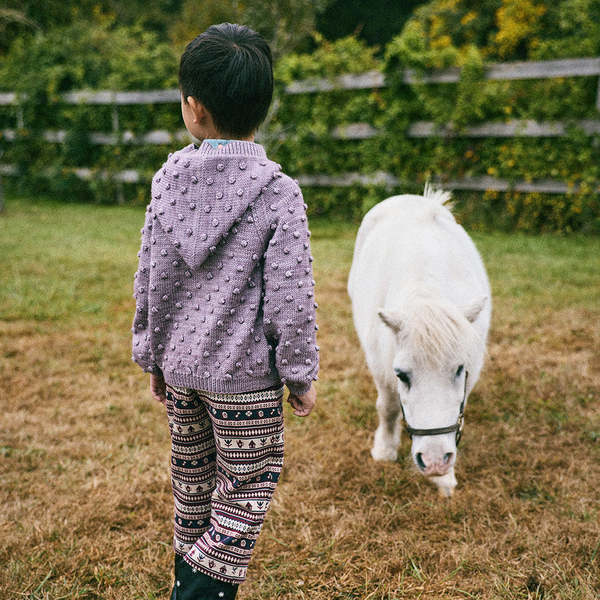 Misha & Puff Child Hooded Popcorn Cardigan Periwinkle Purple