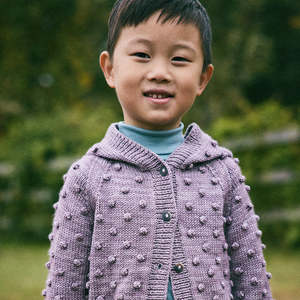 Misha & Puff Child Hooded Popcorn Cardigan Periwinkle Purple