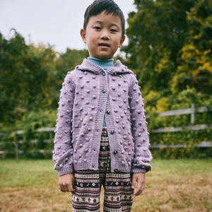 Misha & Puff Child Hooded Popcorn Cardigan Periwinkle Purple