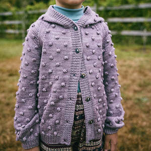 Misha & Puff Child Hooded Popcorn Cardigan Periwinkle Purple