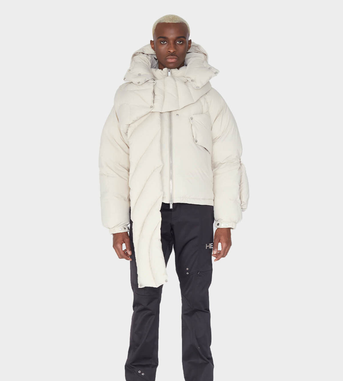 Heliot Emil Scarf Puffer Jacket - Beige | Garmentory