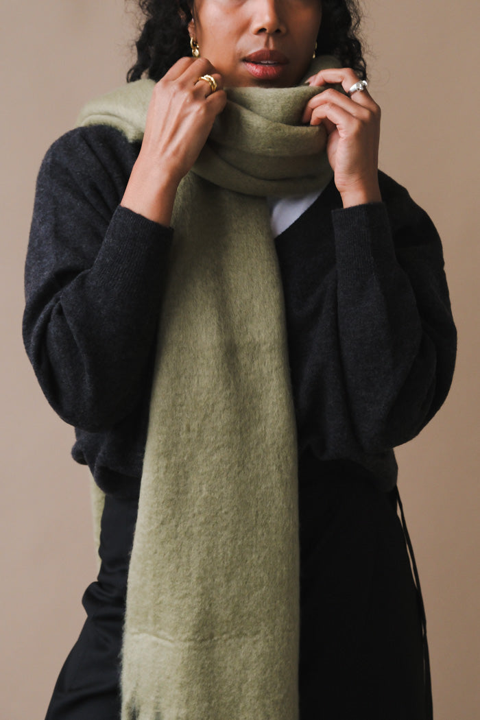 Pipe & Row CHUNKY SOLID SCARF - Light Olive Green | Garmentory