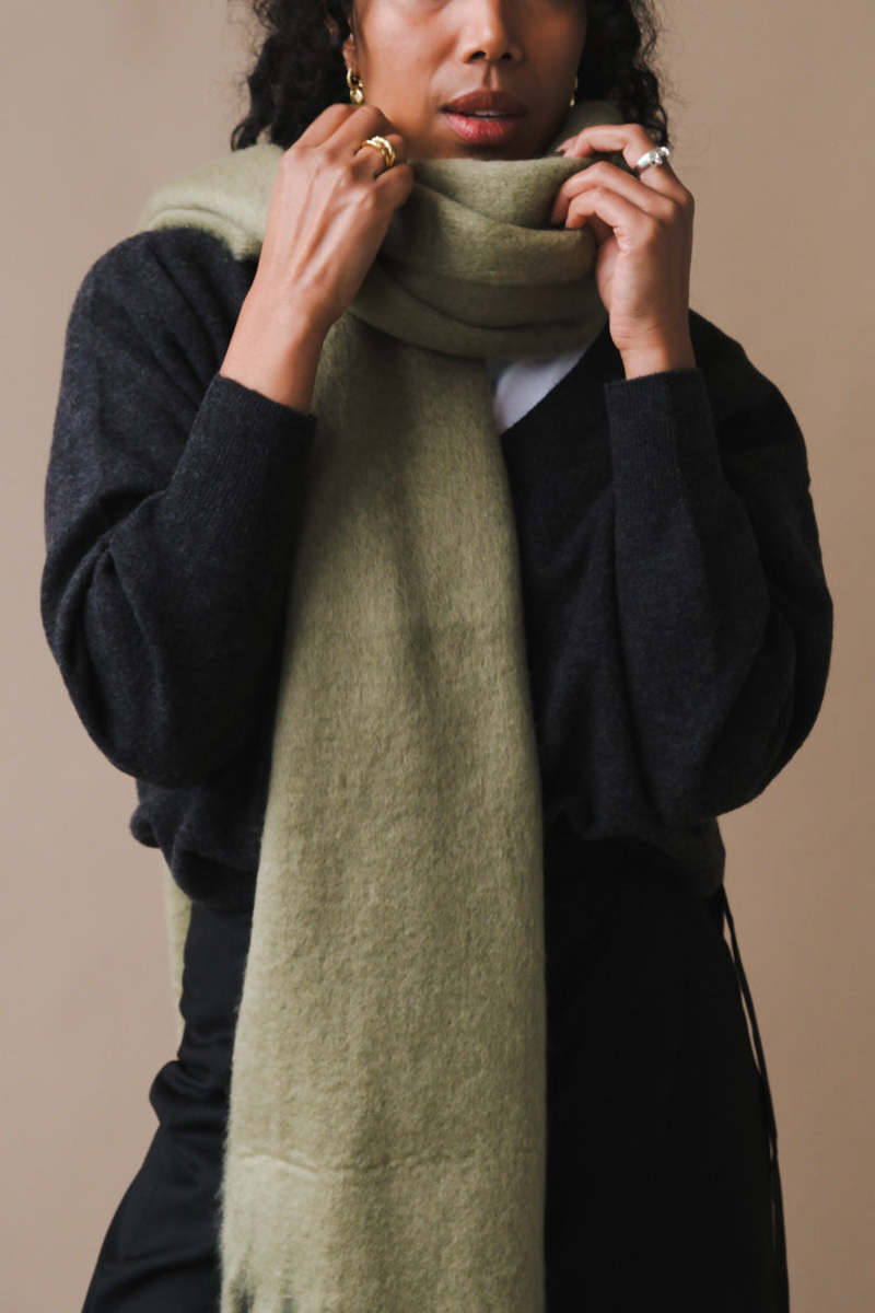 Pipe & Row CHUNKY SOLID SCARF - Light Olive Green | Garmentory
